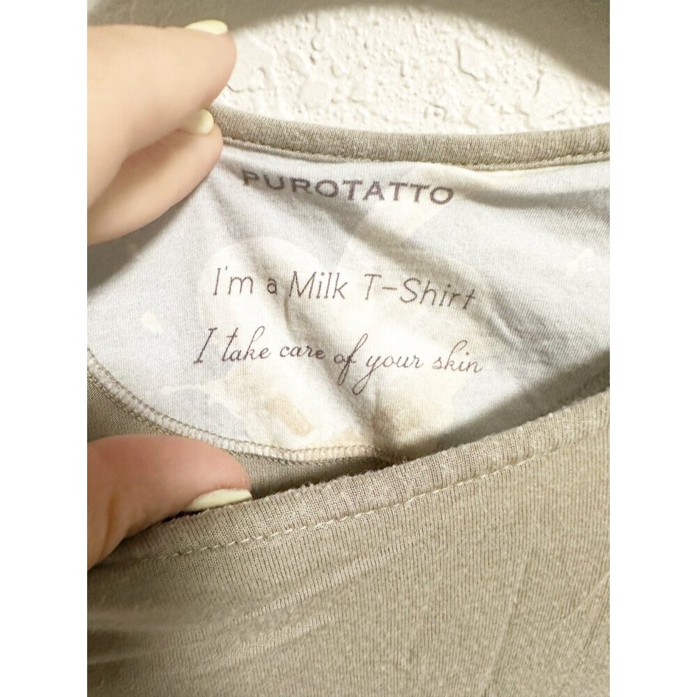 Purotatto I'm A Milk T-Shirt Long Sleeve Boat Neck Made In Italy Sand Size 42 - Picture 8 of 8